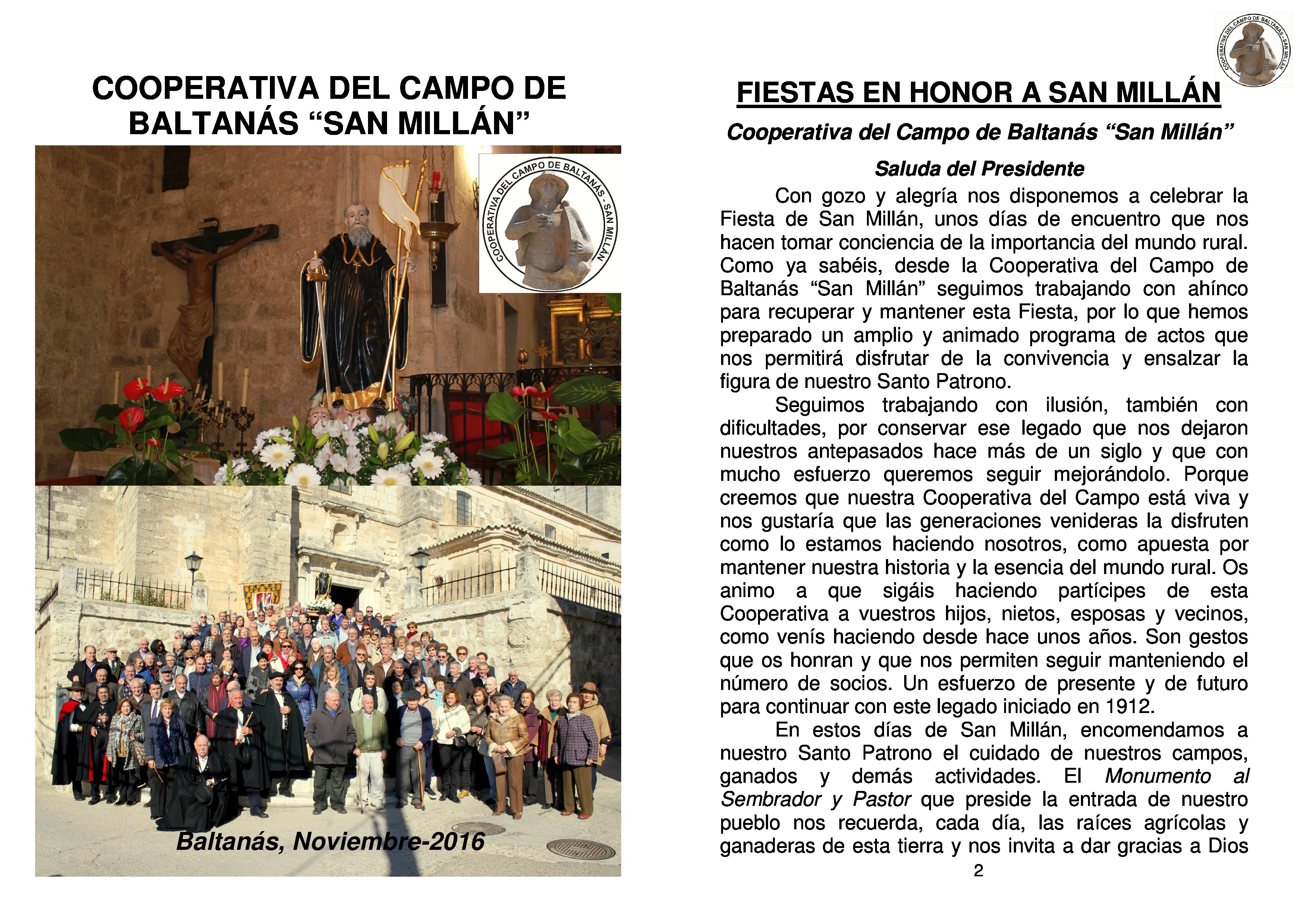 Programa de actos festividad de San Millán 2016