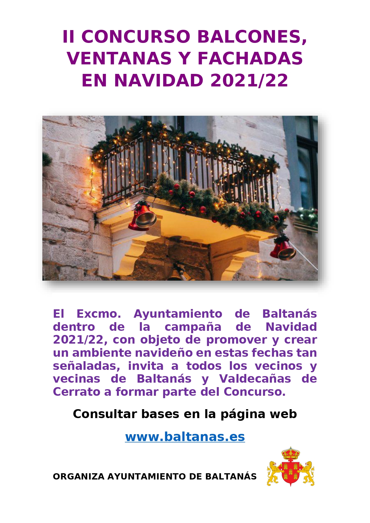 BASES II CONCURSO BALCONES, VENTANAS Y FACHADAS EN NAVIDAD 2021/22