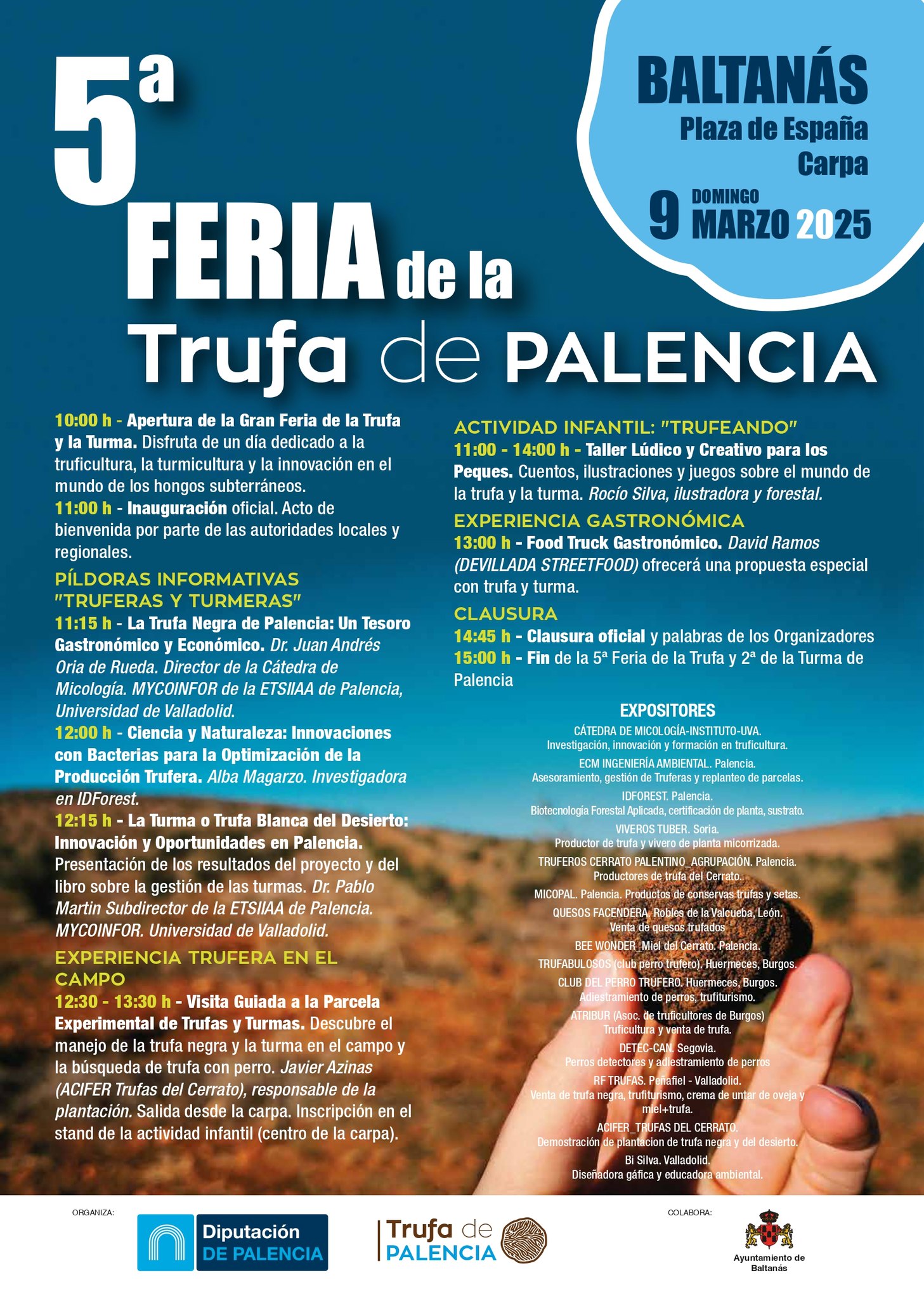 5ª FERIA DE LA TRUFA DE PALENCIA Domingo 9 de Marzo – Carpa en la Plaza España de Baltanás